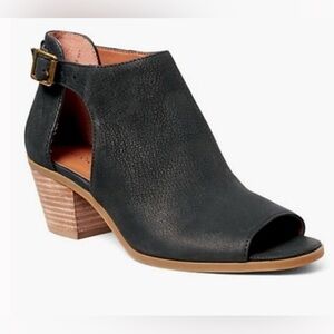 Lucky Brand Black Women's Boho Peep-Toe Ankle Booties Heels